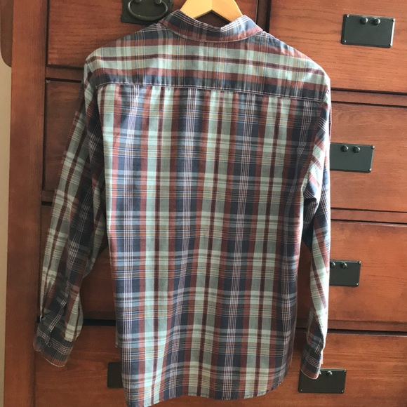 Diane Von Furstenberg Blue Button Down Plaid Shirt, Size 16 - Picture 5 of 7